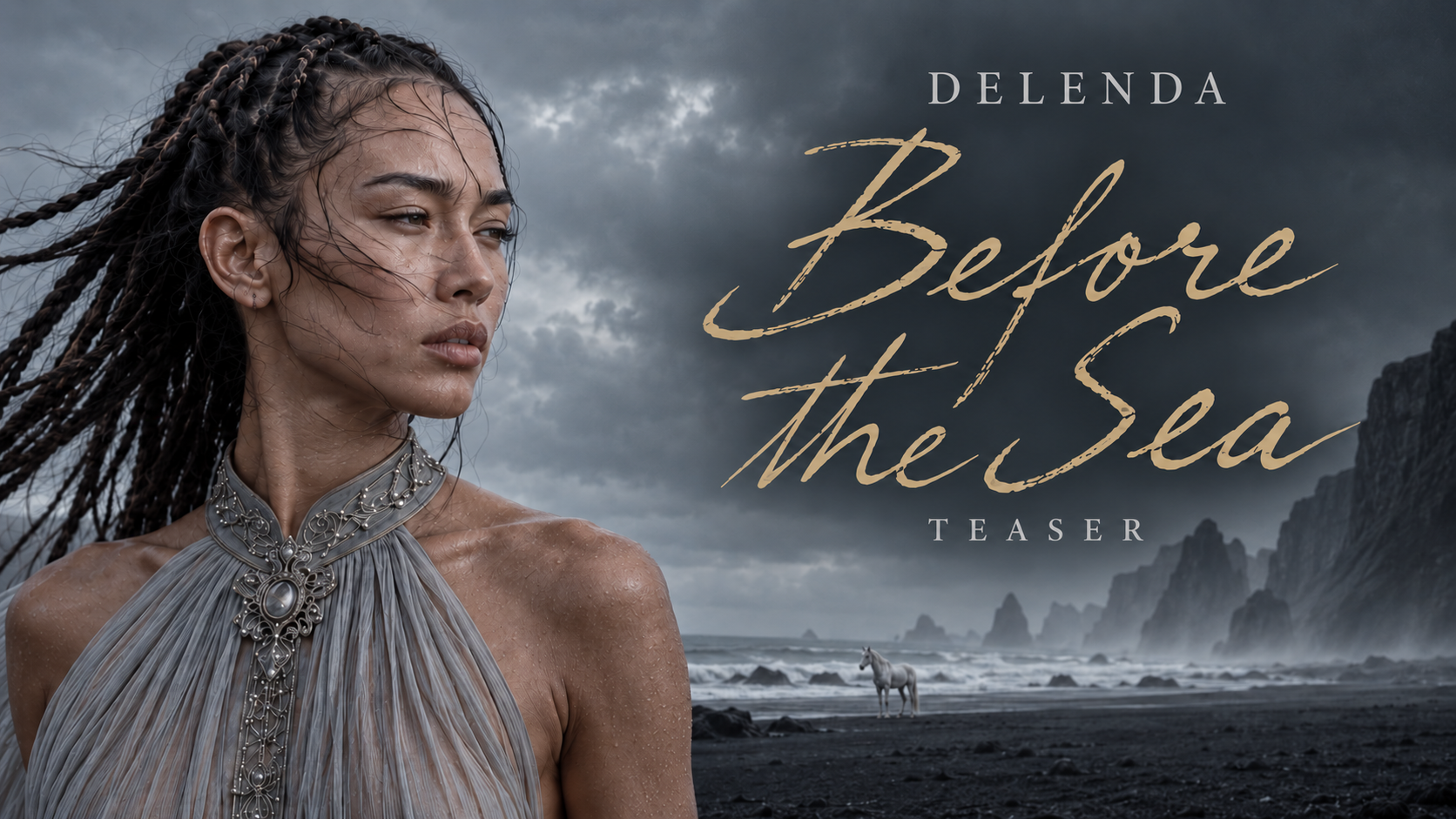 Before the Sea — the woman, a pale horse and the storm-dark coast